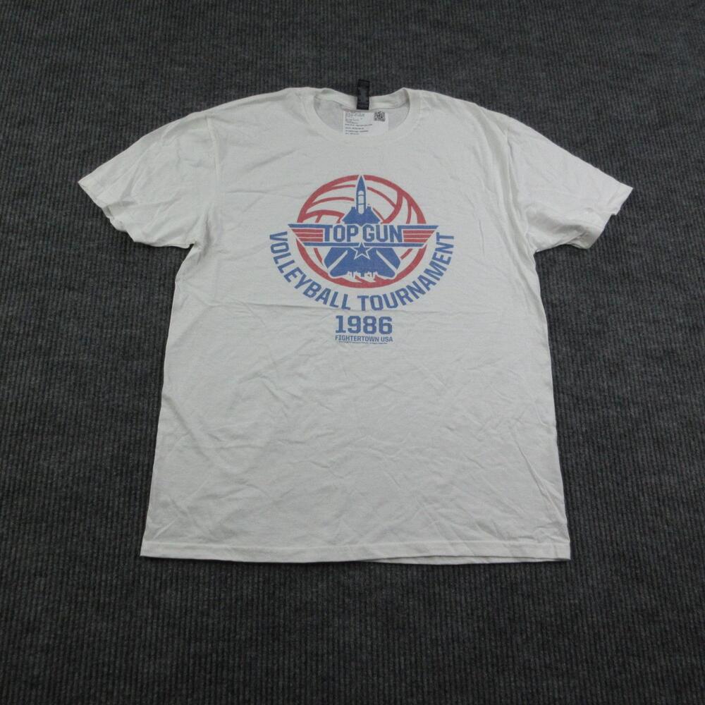 Top Gun Volleyball Tournament Shirt Mens L White Gildan Softstyle Graphic Tee